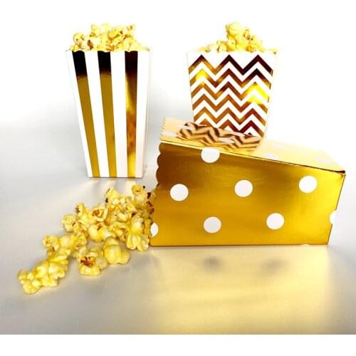 36pcs/lot Wedding Decor Supplies Mini Popcorn Boxes Chevron Dot Striped Candy Buffet Favor Party Paper Loot Bags