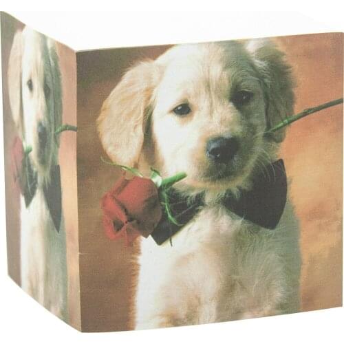 4A Sticky Memo Cube,2.87'' x 2.87'',Wearing Collar Dog Patterned Printed On The Four Sides,Kawaii Cute Stationery,4A SMC 438