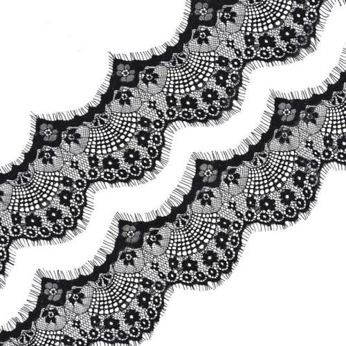 5y/lot Eyelash Black white Soft Floral French Lace Fabric Decoration Crafts Sewing Lace Trim Fabric For Dress Making Decoration