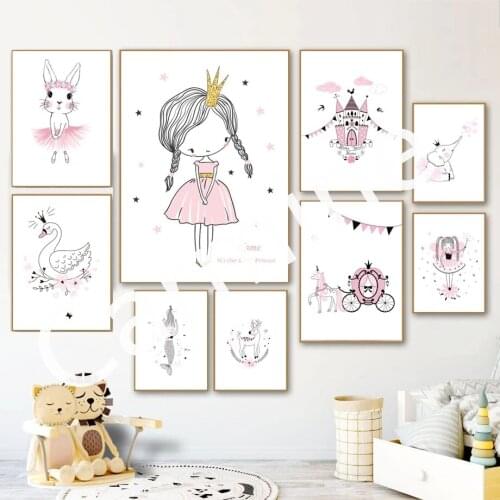 Cartoon DIY 5D Diamond Painting Little Princess Swan Nordic Cross Stitch Embroidery Full Round&Square Drill Home Decoration Gift