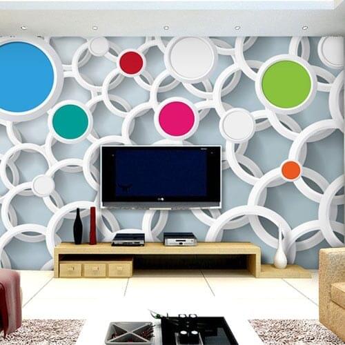Large Photo Murals 3D Wall Paper for Living Rooms TV background Wallpaper Mural Circle Multicolour Non-woven Customer