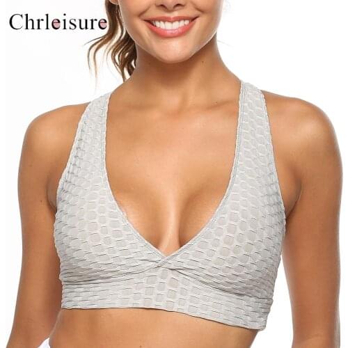 Bra Women Push Up Fitness Tank Tops Deep V-neck Backless Breathable Bra Workout Underwear Women