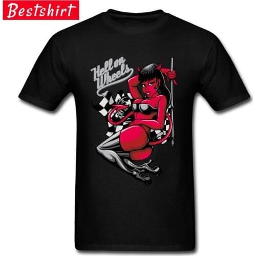 Hell on Wheels Black T Shirts Mens Sex Devil Pin Up Tshirt 2019 High Quality Fashion Cool T-Shirts Oversized XXL Great Tshirts