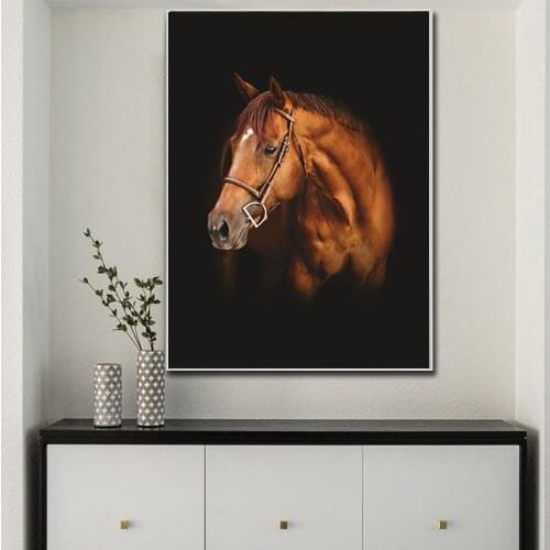 Black Classical Canvas Art Horse Animal Wall Art Poster Pictures For Living Room Home Decor Aesthetic Room Decor NO Frame