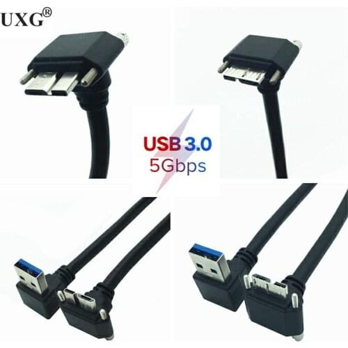 Double bend USB 3.0 Type A 90 Degree UP&Down Angled to Micro B Male Cable for Samsung S5 Note 3 HDD External Hard Drive Disk