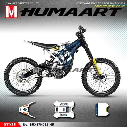 HUMAART Vinyl Decals Custom Stickers Kit for Sur-Ron Light Bee X S Electric Bike, Blue White (Style No.SRX17N032-HR)