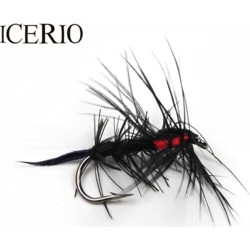 ICERIO 8PCS #8 Black Body Caddis Stonefly Bugger Fly Trout Fishing Flies Lures