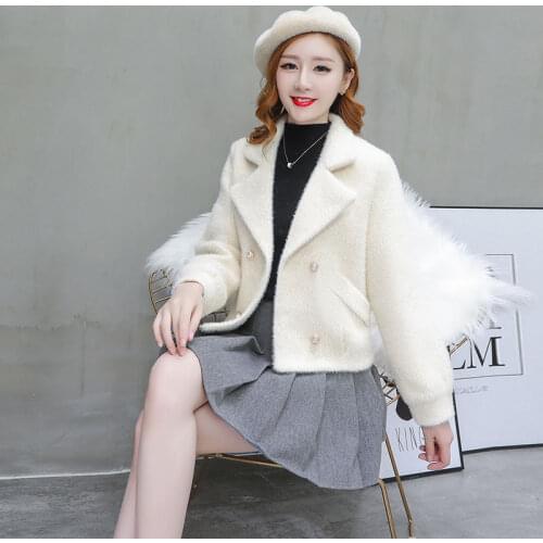 Women 2021 Autumn Winter New Imitation Mink Coats Female Short Solid Color Outwears Ladies Loose Warm Cardigans Jackets W550