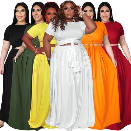 Summer Outfits For Women 2021 Two Piece Set Tops And Lng Maxi Skirt Sexy Club Elegant Work Office 2 Piece Sets Plus Size 4XL 5XL