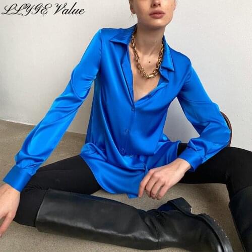 LLYGE Womens Satin Shirts