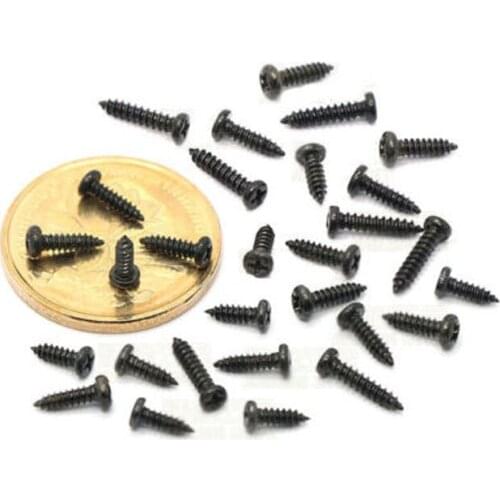 M1 M1.2 M1.4 M1.5 M1.7 Phillips Screw Round head Self-Tapping Screws Bolt Black 100PCS