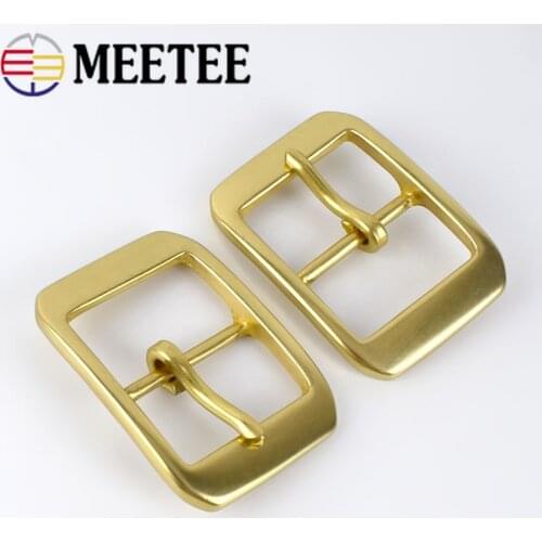 Meetee 1pc 40mm Pure Copper Stainless Steel Belt Buckles for Men Pin Buckle Head DIY jeans Leathercrafts Hardware Accessories