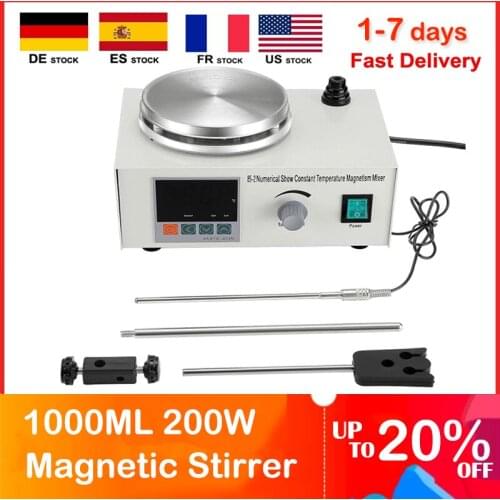 200W 1000ML Magnetic Stirrer Magnet Stirrer with Digital Temperature Display Speed Adjusting Magnetic Mixer Home Lab Homebrew