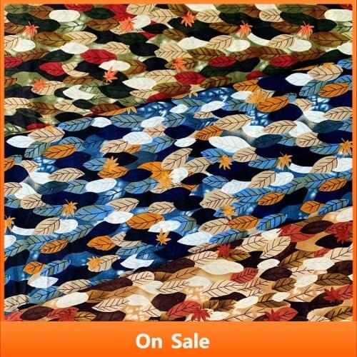 Fashion Dress Stretchy Fabric Leaf Printed Breathable Material Costume DIY Tissue