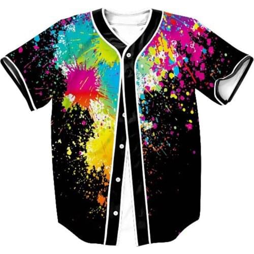 3D Baseball Shirt Men 2020 Splash Ink Print Men T Shirts Short Sleeve T-shirt Casual Baseball Jersey Harajuku Hip Hop Tops Tee