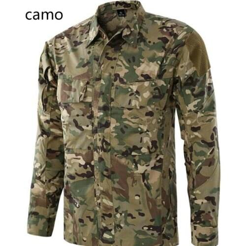 Male Combat Training Camo Long Sleeve Men Outdoor Camping Hiking Fishing Plaid Cloth Wearproof Camo Breathable Military Shirts