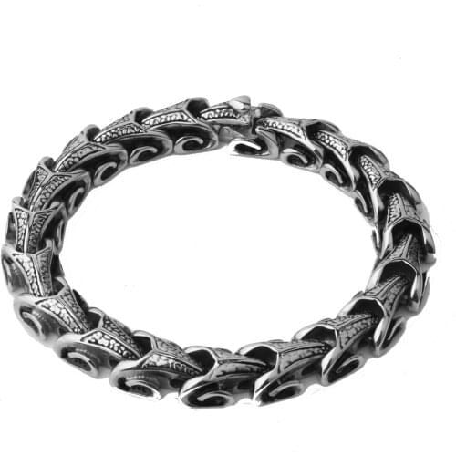11mm 22cm High Quality 316L Stainless Steel Mens Dragon Bracelet Biker Rock Punk Link Chain For Men Jewelry Gift Free Shipping