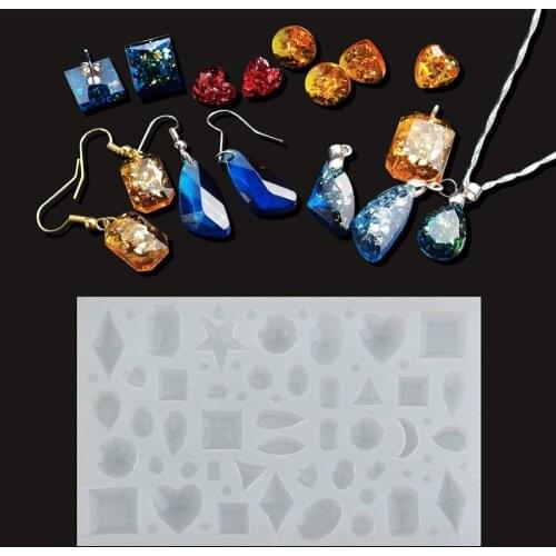 New multi styles DIY transparent resin UV liquid silicone combination molds for NECKLACE PENDANT Amulets making jewelry #279591