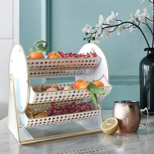 Wrought iron fruit tray multi-layered rotating snack tray fruit basket and Ferris wheel nut snack shelf cake stand sushi plate