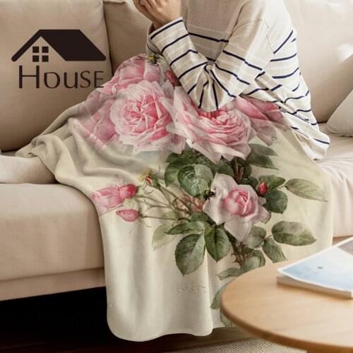 Pink Rose Valentine Throw Blanket Soft Comfortable Velvet Plush Blankets Warm Sofa Bed Sheets