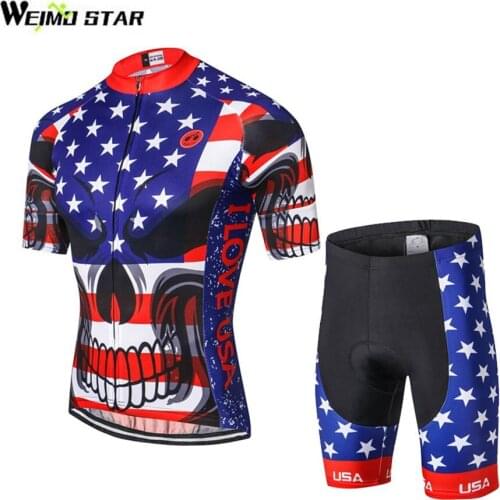 USA Team Shirt Cycling Jersey WEIMOSTAR Men cycling clothing Summer maillot ciclismo MTB Jersey roupas ciclismo set