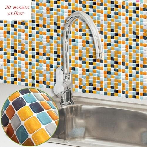 3D Self adhesive Mosaic Tile DIY Wall Sticker Kitchen Bathroom Home Decor Epoxy oilproof waterpoof wall stickers