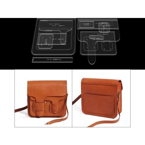 DIY shoulder bag messenger bag paper grid pattern acrylic design design template handmade leather version drawing