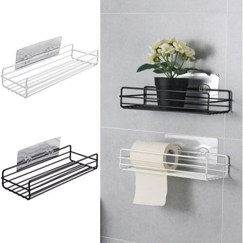 Bathroom Metal Storage Rack Suction Hanging Holder Soap Sponge Dish Drainer Shelf Bath Kitchen Organizer college dorm