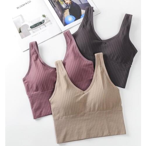 Women Seamless Sports Crop Top Sexy Bra Female Tube Tops Home Base Tank Sleeveless Camis Lingerie Underwear