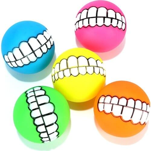 1pcs Dog Toys Funny Squeaky Cleaning Tooth Dog Chew Toy Ball Rubber Bite Resistant Pet Supplies