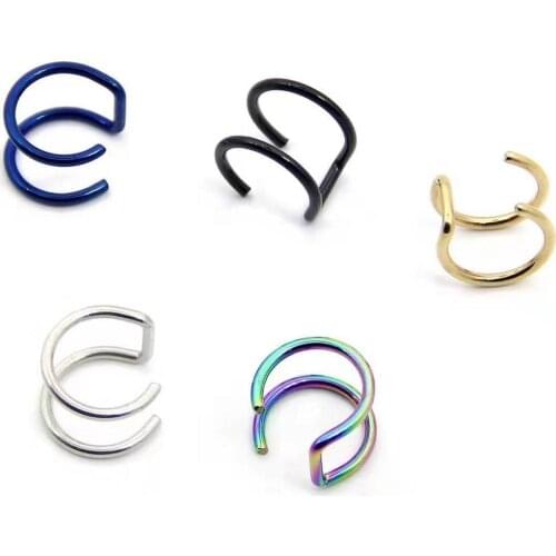 1Pcs Clip On Wrap Earring Tragus Stainless Steel Rings Ear Cuff Clip nose ring Fake Piercing Body Jewelry Dilataciones Falsas