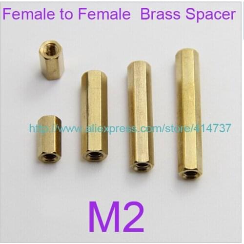 100pcs M2 Female to Female Brass Hex Standoff Spacer Pillar Isolation Column Stud for PCB Board Length 3mm--25mm