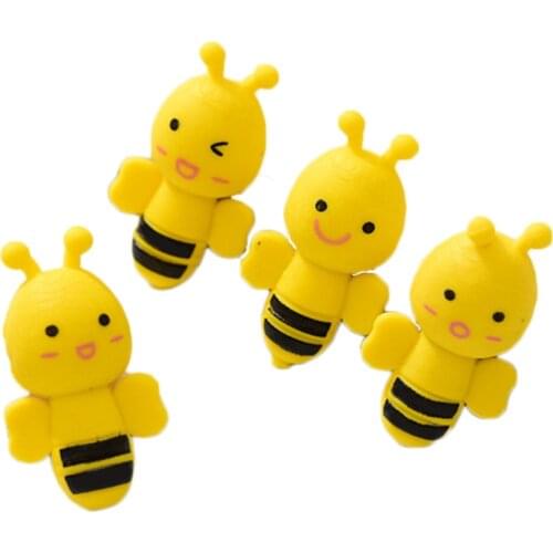 20pcs Creative Bee Shape Eraser Cartoon Eraser Lovely Animal Shape Eraser School Stationery for Students