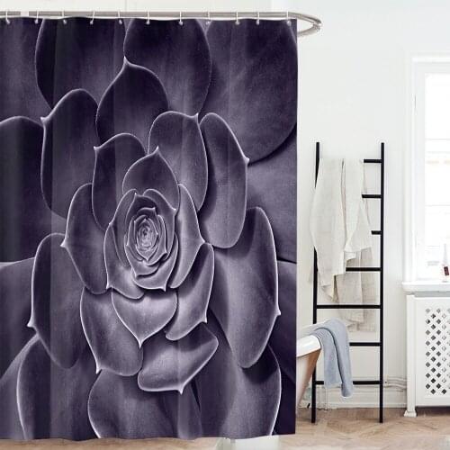 3D Flower Waterproof Shower Curtain Waterproof Polyester Fabric Bath Bathing Bathroom Curtains with Hooks for Home Decorations