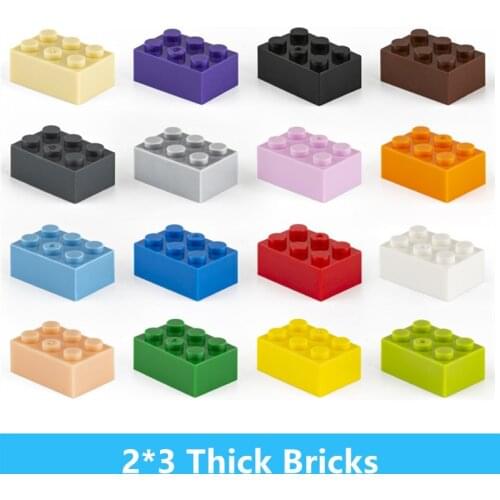 40Pcs DIY Building Blocks Thick Figures Bricks 2x3 Dots Educational Creative Size Compatible With 3002 Plastic Children Toys