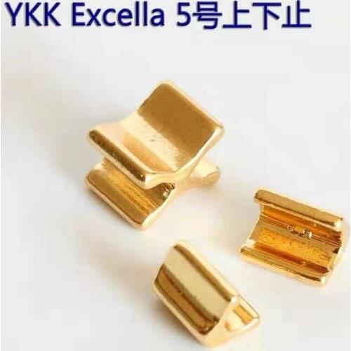 50 Sets/lot 5# YKK Metal Zipper Gold Top and Bottom Stop Plug Replacement Zipper Pull Repair