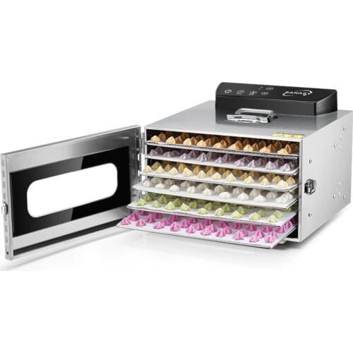 6 Trays Food Dehydrator Snacks Dehydration Dryer Fruit Vegetable Herb Meat Drying Machine Stainless Steel 110V 220V EU US