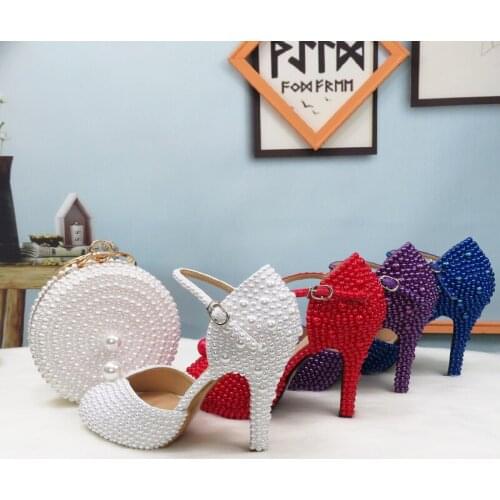 BaoYaFang Summer Sandal Woman 2020 High heels Platform Shoes Ladies Big size Open Toe wedding party dress shoes bag set Bride