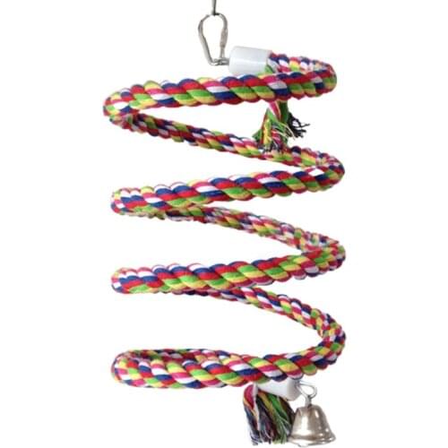 D7YB Bird Bungee Toys Parrot Climbing Rope Spiral-Perch for Parakeet Cockatiel