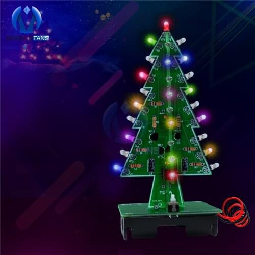 Diy Electronic Christmas Trees 3D Xmas Tree 7 Color Light Flash LED Circuit LED Module Diy Kit Pcb Board