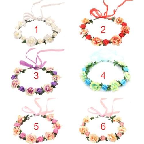 Adult Kid Irregular Faux Rose Flower Headband Flower Girls Bridal Wedding Gradient Colored Wreath Crown Mesh Headpiece Beach Cap
