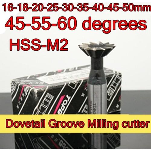 D16 D18 D20 D25 D30 D35 D40 D45 D50 x 45 55 60 degrees HSS-M2 Dovetail Groove Milling cutter Processing: steel