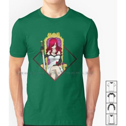 Queen Of Thrones - Erza Scarlett T Shirt 100% Cotton Erza Scarlett Fairy Tail Anime Manga Thrones Xaurom One Piace Natsu Game