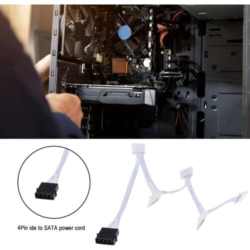 Power Adapter Hard Drive Supply Cable Molex 4-Pin Male to 5 SATA 15-Pin Female Power Cable Cord 2ft for Hard Drives