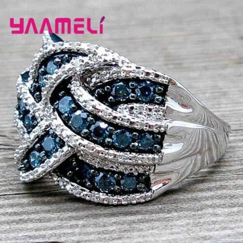 Wide Band Ring for Women Men Unisex 925 Sterling Silver Jewelry Colorized Cubic Zircon Stone with Cross Knot Finger Decoration