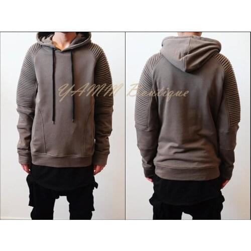 Brown Skinny Fit Mens 2018 Snake Quilted Shoulder Front Zippers Sweatshirt Hoodie / Sweatshirt