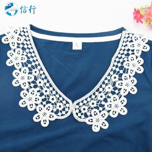 Lace false collar white embroidered fake lace collar trim diy women applique sewing supplies african guipure lace collars #3646