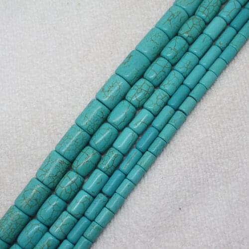 Mini. Order is $7! 6x8-12x16mm Blue Turquoises Tube stone DIY Jewelry Making loose beads 15"