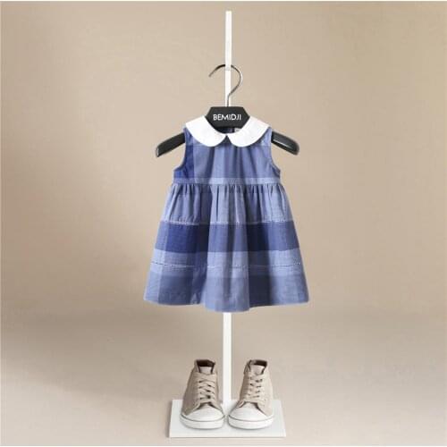 Fashion Girl Dress Plaid Uniform Kid Clothes Sleeveless Cute Causal Outfit Princess Party Dress Preppy Style for 2-6 Years