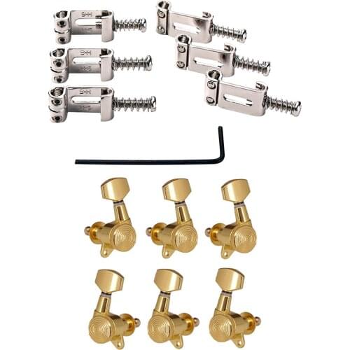 Electric Guitar Bridge Saddles+Locked String Tuning Pegs for ST
